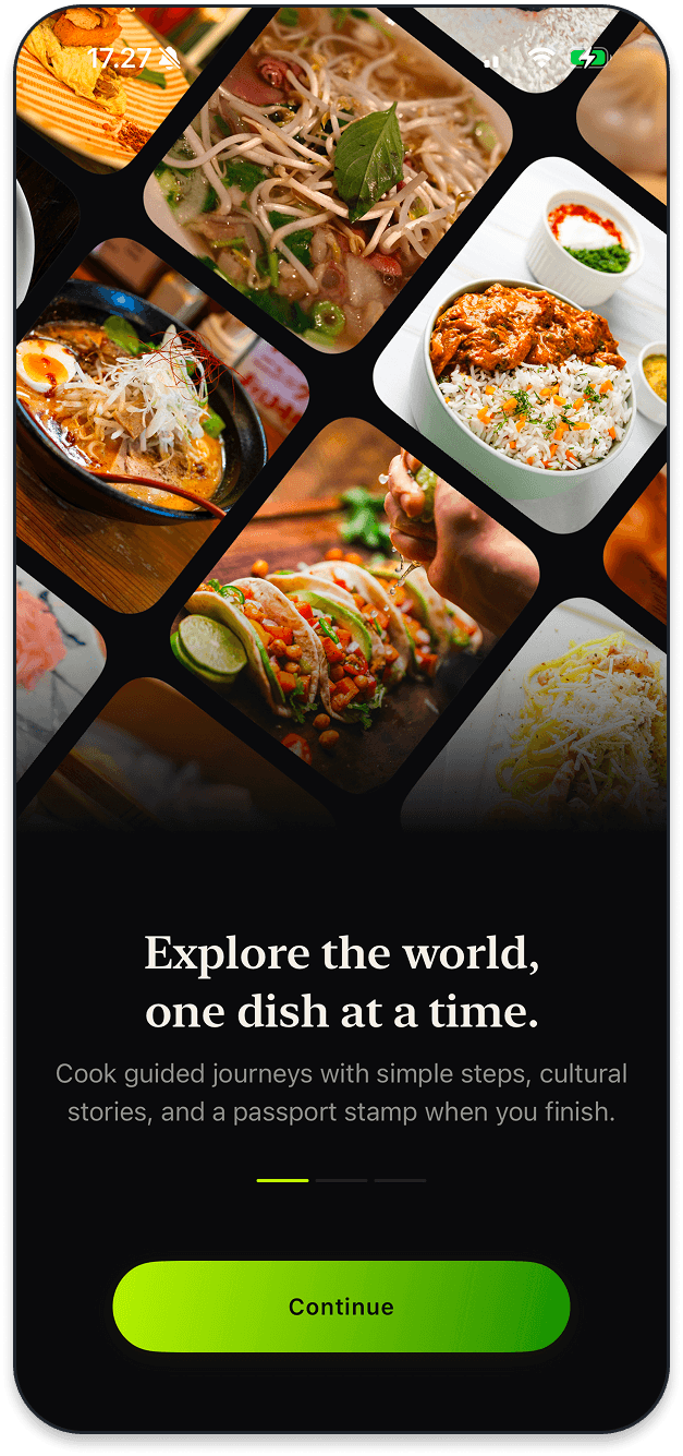 Yummable onboarding — cook the world