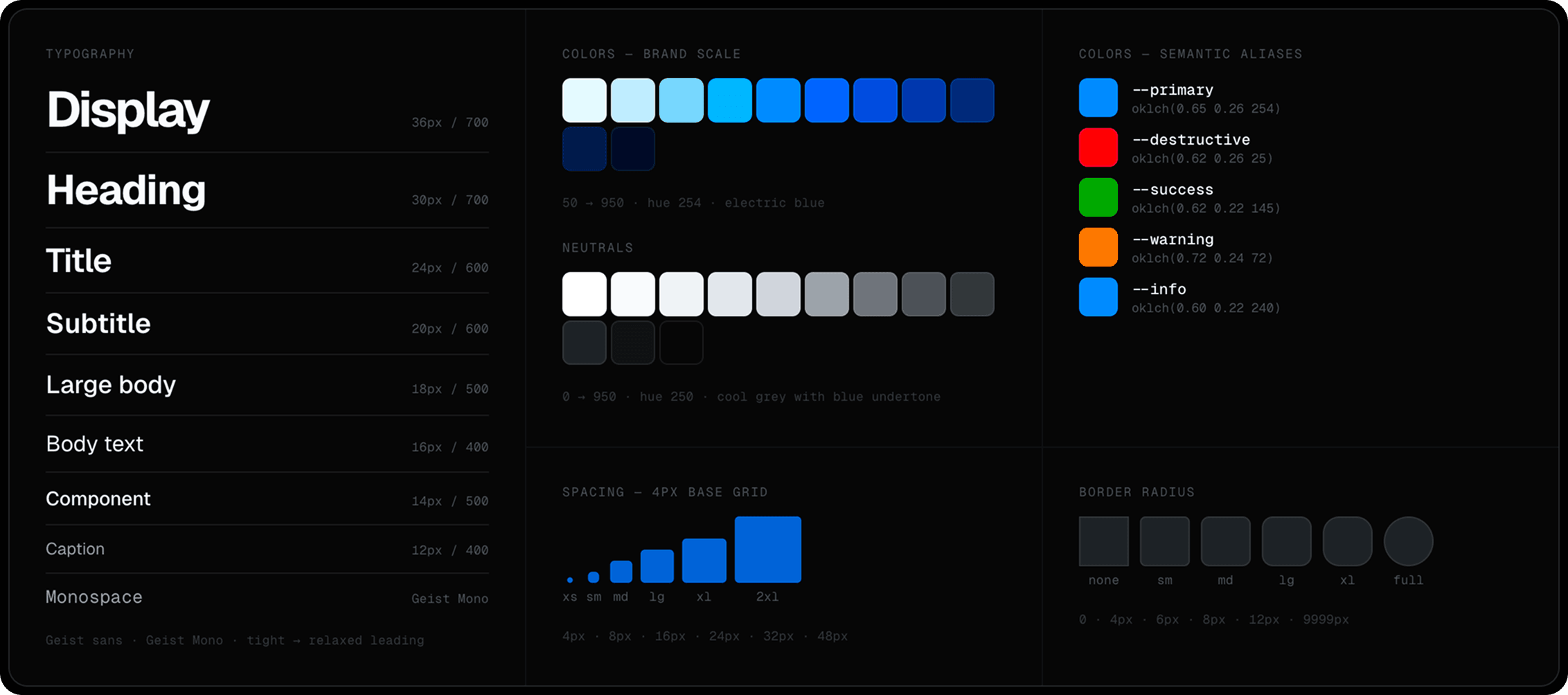 // outcome — design foundations built on OKLCH tokens