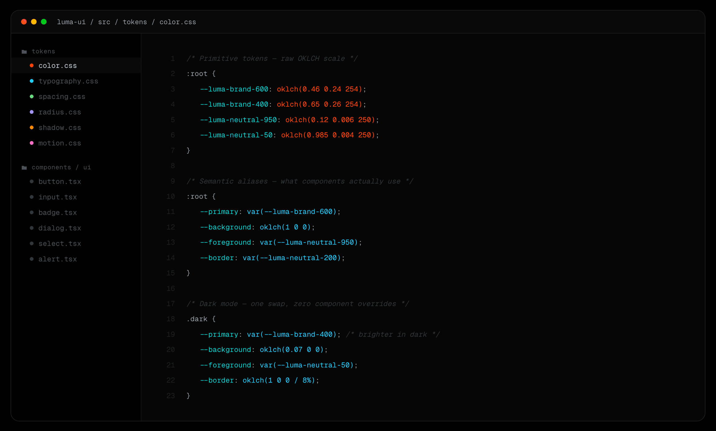// process — token infrastructure before any component