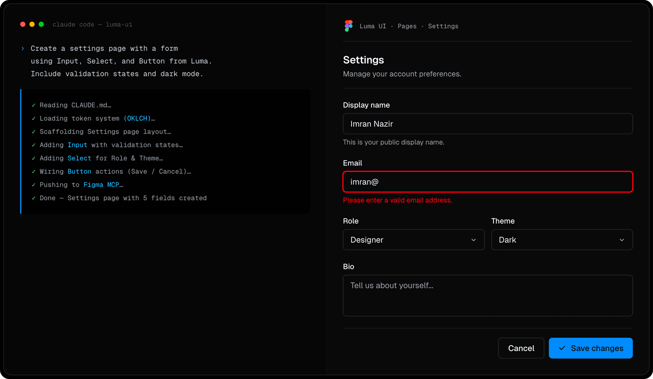 // solution — prompt claude code, get figma components