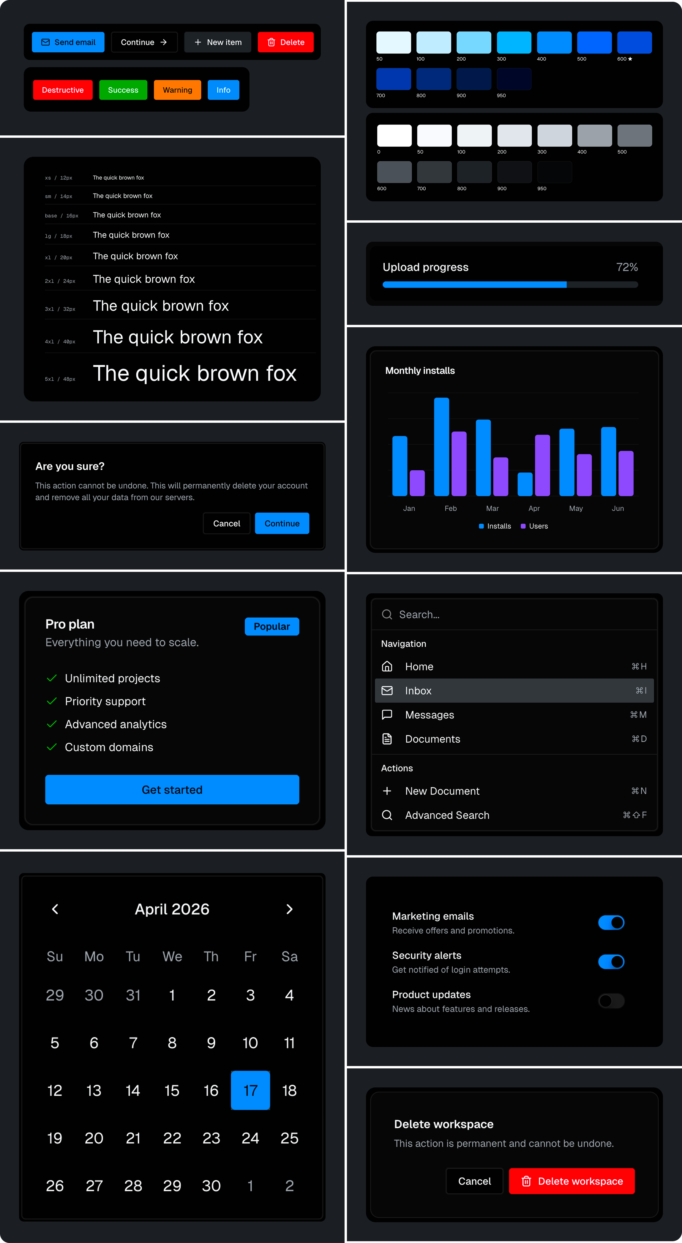 // outcome: the full component library at a glance