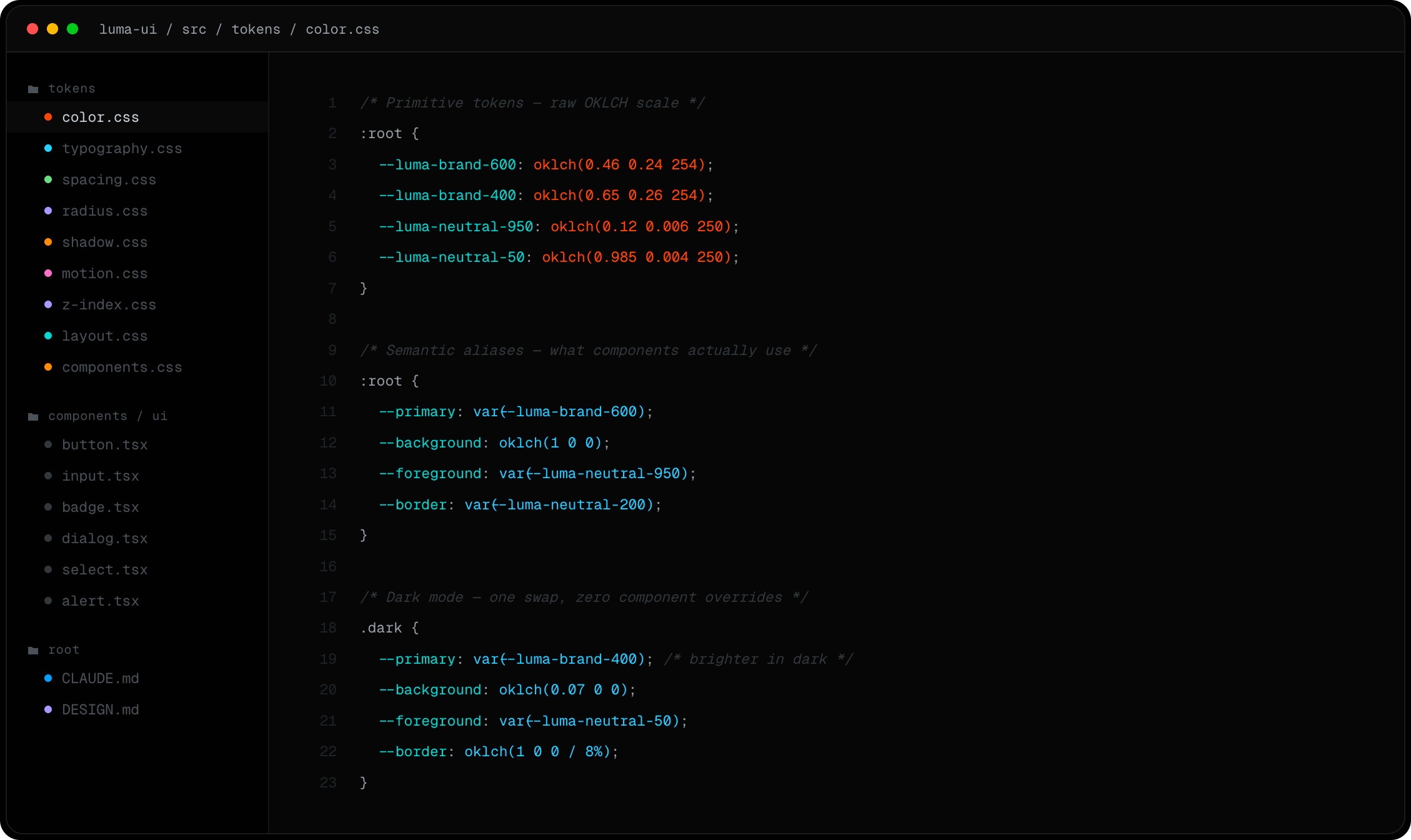 // process — token infrastructure before any component
